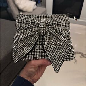NWT Rhinestone Bow Evening Bag with Chain Strap